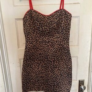 Wet Seal Leopard Print Dress with Red Accents